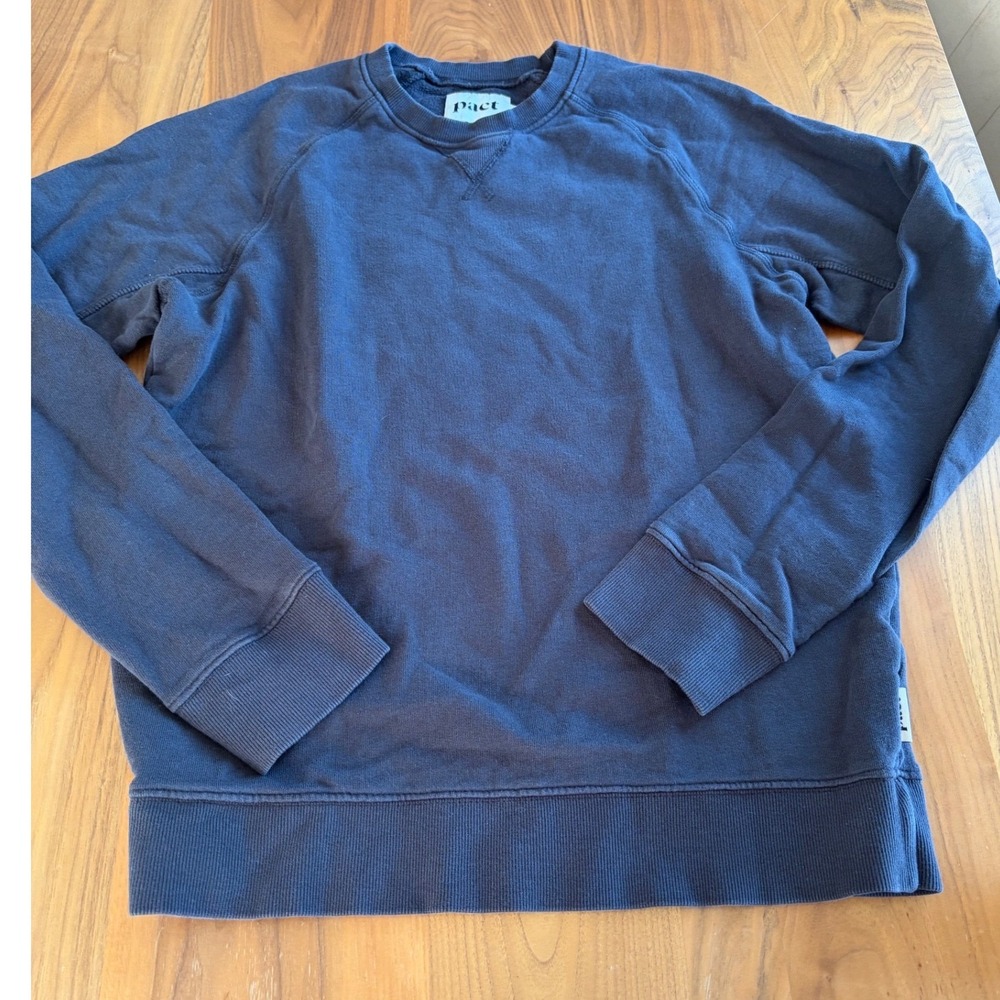 Pact Organic Cotton French Terry Sweatshirt Black Crew Neck Womens Medium - Picture 3 of 10